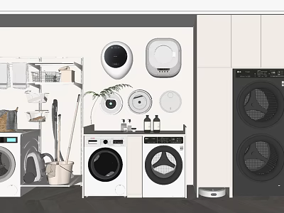 Bathroom Cabinet Rack With Storage Space For Laundry Appliances And Cleaning Tools 3d model