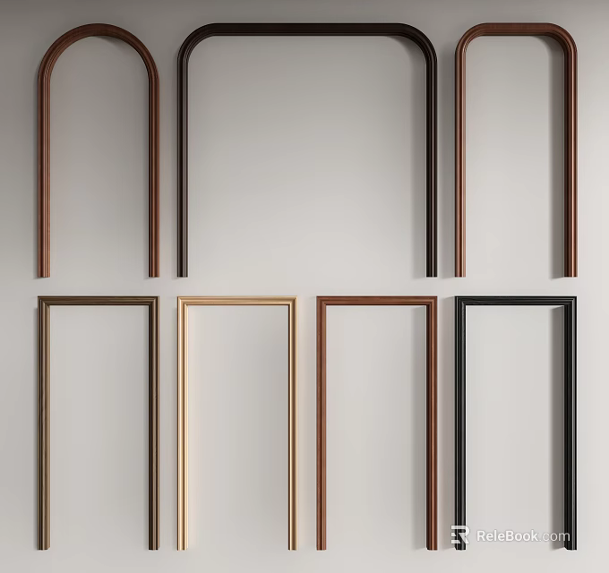 Various Decorative Frames In Wooden Metal Materials With Arched Rectangular Shapes For Wall Decoration 3d model