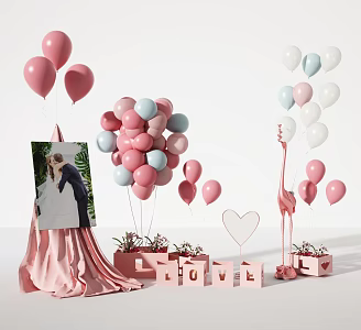 Modern beauty Chen ornaments decorative wall wedding photo area 3d model