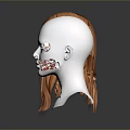 Orange Long Hair Wig Display On White Mannequin Head Model