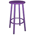 Stylish Purple Bar Stool with Tall Metal Legs and Circular Footrest Design