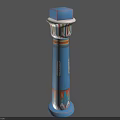Ornate Blue Pillar with Square Top and Colorful Intricate Decorative Patterns