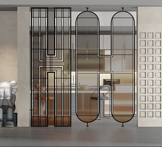 Modern partition glass screen partition 3d model