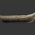Vintage Wooden Boat With Worn Wood Texture And Classic Shape On Reflective Surface