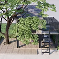 Cozy Treehouse With Chalkboard Wall Swing Ladder And Kids Playing On Wooden Deck