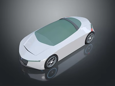 White Convertible Car With Green Roof Sleek Modern Design And Silver Wheels 3d model