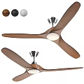 Ceiling Air Conditioner Fan With Wooden Blades Silver Motor Built-in Light Brown Black White Options