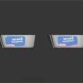 Quarter Label Food Containers With Pink Blue White Design And Small Food Pieces