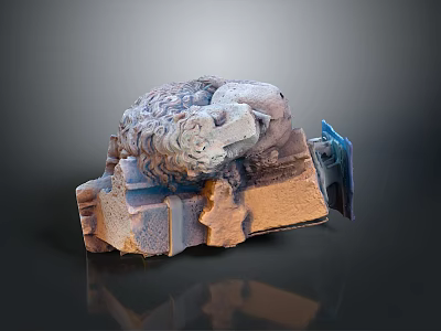 Intricate Sculpture Showcasing Heroic Character With Lion Creature And Stone Base 3d model