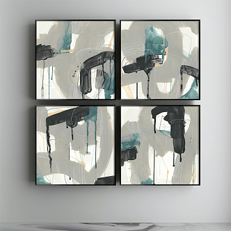 Modern abstract painting simple gray living room abstract decorative painting 3d model