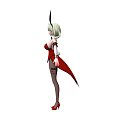 Blonde Haired Woman In Red Bunny Costume With Black Stockings And Red Heels