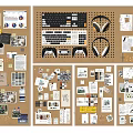 Post-it card photo wall decoration pendant keyboard game machine hole board 3d model