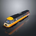 Yellow And Black Modern Train Locomotive With Streamlined Design Logo On Dark Reflective Background