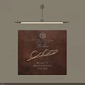 Abstract Painting Style Beauty Salon Wall Sign With Brown Background And Gold Coco Lettering