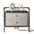 Modern Stylish Bedside Tables With Decorative Patterns Drawers And Metal Frames 3d model