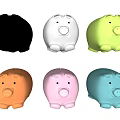 Colorful Piggy Bank Ornament Set with Various Hues for Home Decor