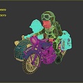 Three-wheeled motorcycle explorer explorer tourist cartoon motorcycle two-wheeled motorcycle 3d model