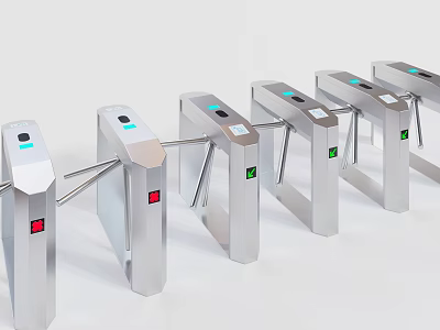 Modern Public Facility Stainless Steel Turnstiles With Security Access Control Design 3d model