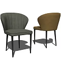 Modern Elegant Dining Chairs With Ribbed Backrest And Black Slim Legs 3d model