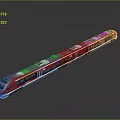 Modern Red Train With Silver Accents And Multiple Carriages In Sleek Design On Reflective Surface 3d model