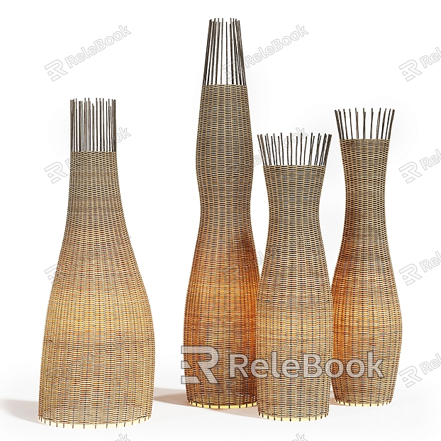 Chinese-style rattan floor lamp model