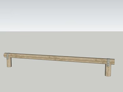 Rustic Wooden Fence Design With Horizontal Planks And Support Posts 3d model