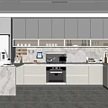Modern Kitchen Interior With Gray And White Cabinets Marble Countertops And Island
