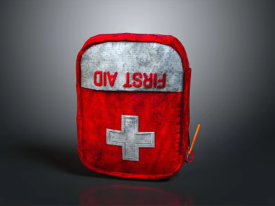 Red First Aid Bag With White Cross Design Portable Fabric Emergency Medical Pouch 3d model