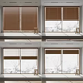 Brown Window Blinds For Sliding Windows In Bright Modern Room Interior 3d model
