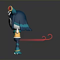 Blue Cartoon Character With Large Eyes White Gloves And Colorful Decorations In Standing Pose