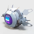 Smart Machine With Spherical Design Metallic Casing Illuminated Screen And Blue Purple Light Effects 3d model