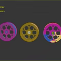 Car Parts Alloy Wheels Three Different Designs With Shiny Metal Finish And Reflective Surface