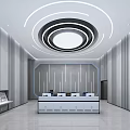 Modern Monitoring Room With Large Cityscape Display Screen Multiple Chairs And Ceiling Lighting
