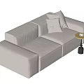 Modern White Two Seater Sofa With Decorative Pillows And Side Table 3d model