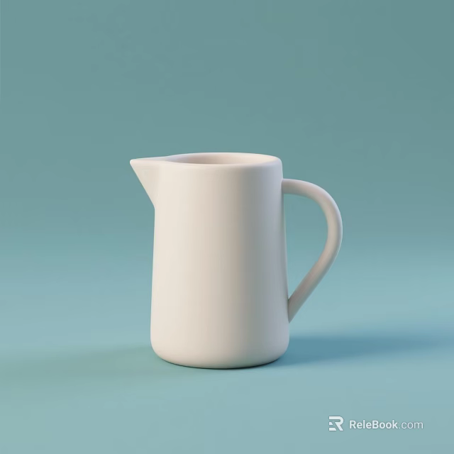 White Ceramic Teaware Pitcher With Light Blue Background And Minimalist Design 3d model 