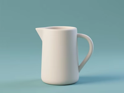 White Ceramic Teaware Pitcher With Light Blue Background And Minimalist Design 3d model