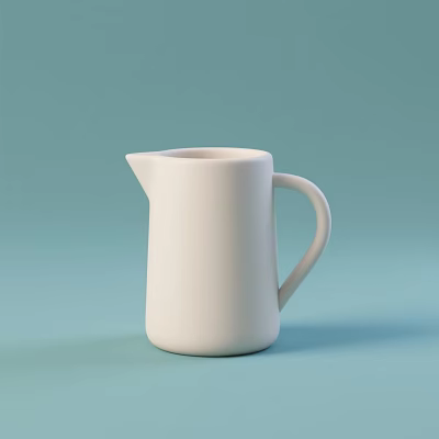 White Ceramic Teaware Pitcher With Light Blue Background And Minimalist Design 3d model