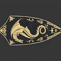 Knight Wielding Deep Blue Shield Adorned With Golden Dragon And Intricate Ornaments