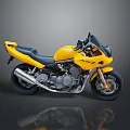 Yellow Sporty Motorcycle With Streamlined Design And Black Seat Metallic Wheels And Exhaust System
