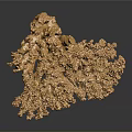 Copper Coral Shaped Crystals With Shiny Textured Structure Against Dark Background
