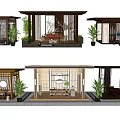 Outdoor Garden Pavilions Design With Roofs Green Plants Gray Tile Flooring And Tables Chairs