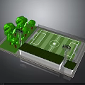 Outdoor Football Field With Professional Lighting Equipment Canopy And Green Trees Facilities
