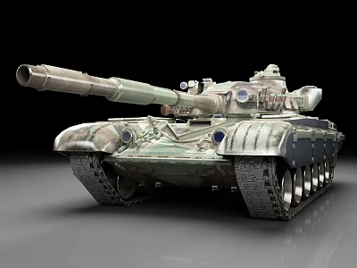 Realistic Military Tank With Camouflage Paint Large Cannon And Heavy Treads 3d model