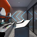 Modern Internet Cafe Interior With Gaming Computers Neon Lights And Ergonomic Chairs 3d model