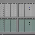 White And Light Blue Storage Lockers With Multiple Compartments And Electronic Screens