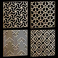 Modern Decorative Partition Screens With Geometric Patterns In Gold And Black