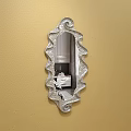 Silver Wavy Framed Mirror on Yellow Wall Reflecting Interior With Sofa And Copper Pendant Light