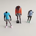 Men's Sports Clothes Collection With Blue T Shirt Orange Jacket And Light Blue Coat