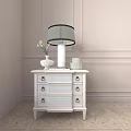 Elegant Entryway Console Table With White Drawers Lamp And Decorative Vase 3d model