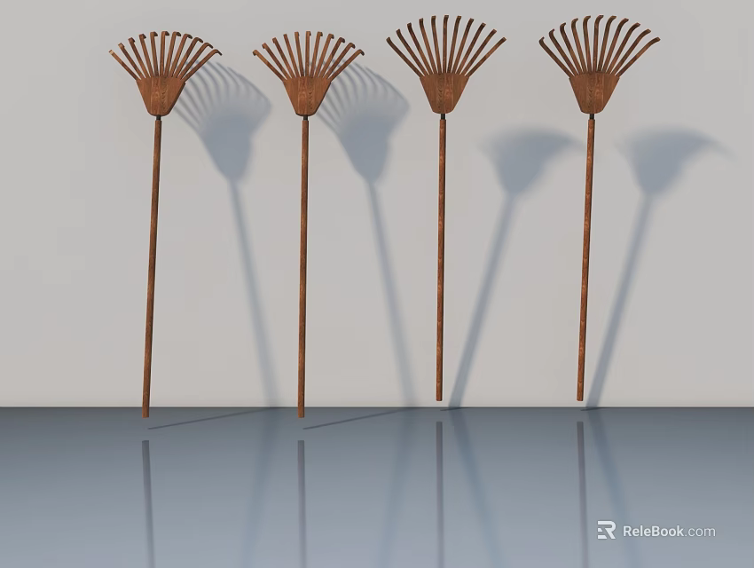 Brown Swing Door Interior Design With Fan Shaped Decor And Ground Reflection 3d model 